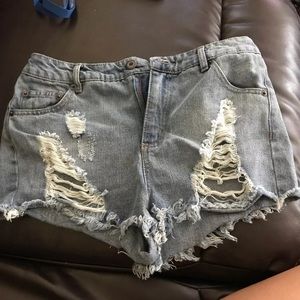 Ripped jean shorts